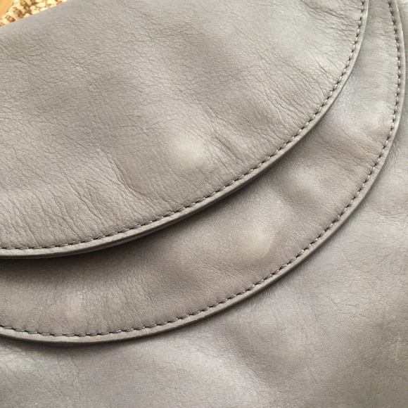 EILEEN FISHER Vintage Leather Gray Crossbody Bag - Picture 3 of 11